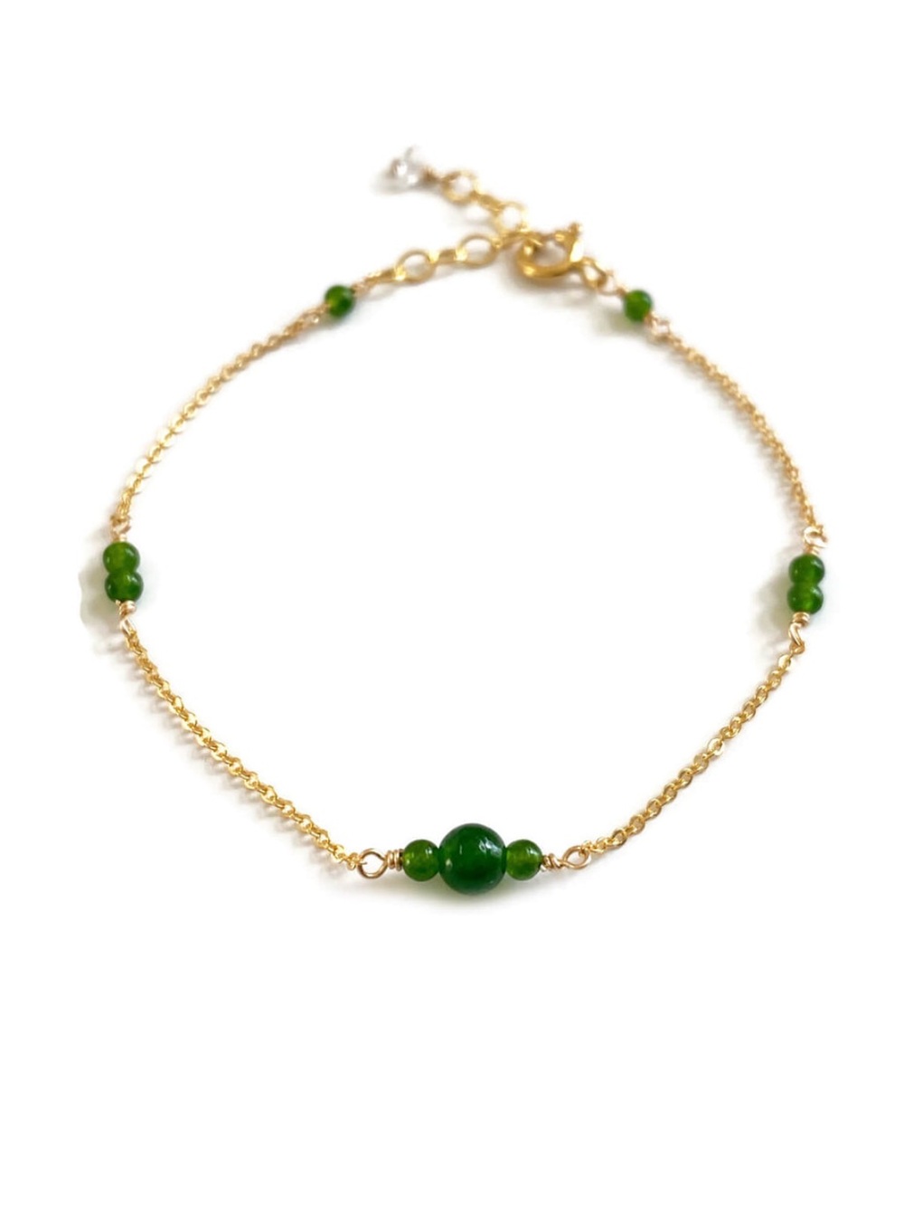 Taiwan Jade Gold Chain Bracelet, gold filled, 5-6 inches